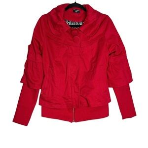 SCHWIING Red Ruffle Collar Double Layer Jacket, size S